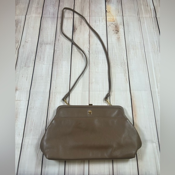 Vintage Etienne Aigner Brown Leather Shoulder Bag with Metal Frame - Picture 1 of 11